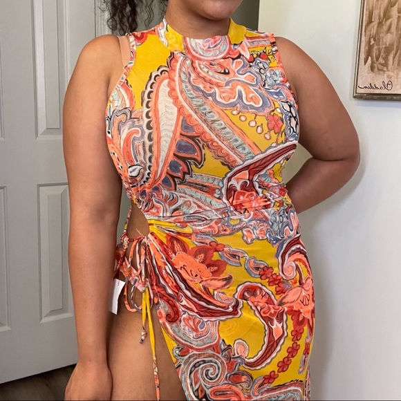 Multi Color Asymmetrical Split Dress - Picture 2 of 3